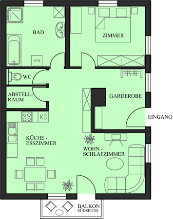 Grundriss Ferien-Apartement Merlin